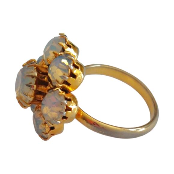 70's Vintage Faux Opal Cluster Adjustable Cocktail Ring 6 7 8 - Picture 5 of 5